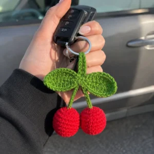 Handmade Crochet Cherry Keychain β Bag & Car Charm alternate view
