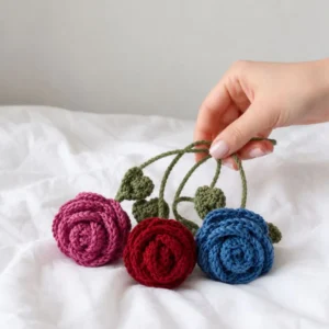 Handmade Crochet Rose Keychain β Car Hanging & Bag Charm alternate view