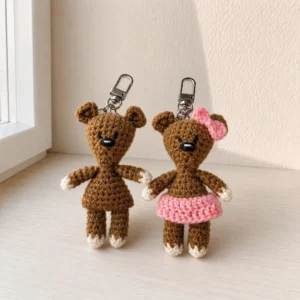 Handmade Crochet Teddy Bear Keychains β Single or Couple Set alternate view